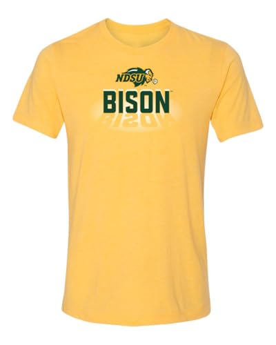 CornBorn North Dakota State Bison Mens Tshirt - Premium Tri-Blend Spotlight Bison - Yellow - Large