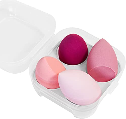 Blender éponge de Maquillage, 4 pièces Beauty Blender, Eponge Maquillage, Blender Maquillage sans Latex, Maquillage Sponges, pour Les Cosmétiques Liquides Poudre Crème, Rose