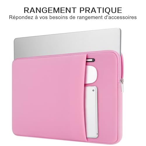Housse ordinateur portable 13.3 pouces rose et pochette accessoires - 2