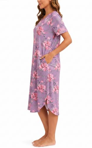 Image of Kabento Womens Short Sleeve Long Nightgowns Sleepwear
