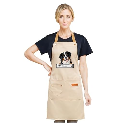 CTAOOEN DIY Custom Pet Name Art Appenzeller Dog Kitchen Apron for Men & Women,Personalized Pockets Cooking Apron for Adult, Large