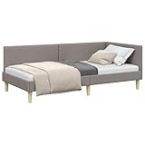vidaXL Estructura de Cama en Esquina con cabecera Taupé 90 cm x 200 cm