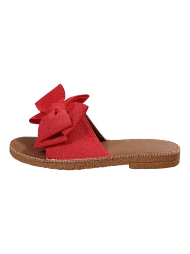 Image of GORGLITTER Women's Bow Flat Sandals Open Toe Slip On Slide Slipper Shoes | Sandals Women Comfortable, Dressy Sandal Women, Y2k Shoes, Dress Slippers for Women, Flats