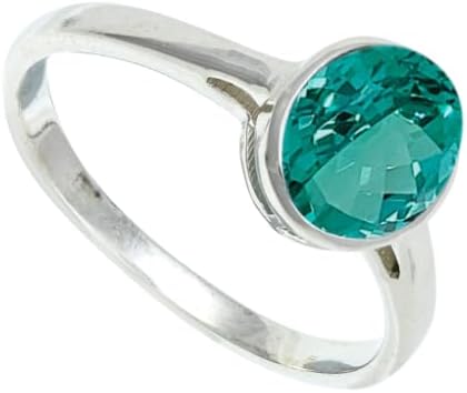SILVERNROCK Green Paraiba Tourmaline Lab Grown Gemstone Silver plated Meditation