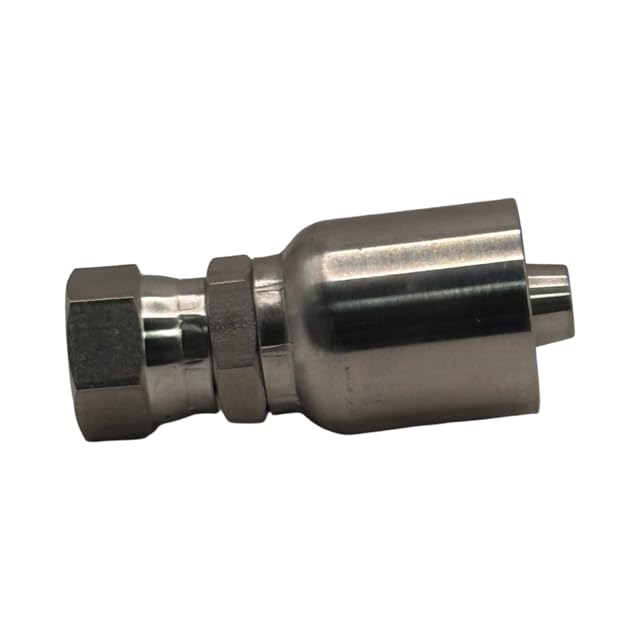 Image of 3 /8 inch Hose to 3 /8 inch Female JIC Stainless Steel Hydraulic Crimp Fitting | 37 Flare Parker-Compatible Hydraulic Hose End | R1, R2, 100R2AT, 100R16 Hose Connection