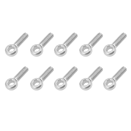 Image of METALLIXITY Shoulder Swing Lifting Bolt (M6x20mm) 10Pcs, 304 Stainless Steel Eye Bolts - for Home Renovation, Pipeline Gate Valves Fasteners, Silver