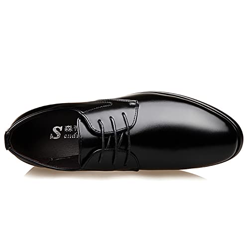 Zapatos de cuero para hombre con cordones: diseño británico clásico de textura lisa 2