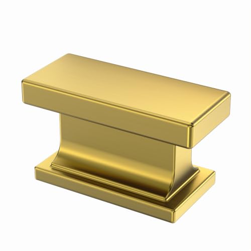Asidrama 10 Pack Vibrant Brushed Moderne Brass Cabinet Pulls Heavy-Duty Solid Kitchen Cabinet Knobs Drawer Hardware for Bathrooms Cabinets 2891