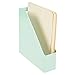 mDesign Plastic Sturdy File Folder Bin Storage Organizer - Vertical with Handle - Holds Notebooks, Binders, Envelopes, Magazines - Container for Home Office and Work Desktops - 8 Pack - Mint Green