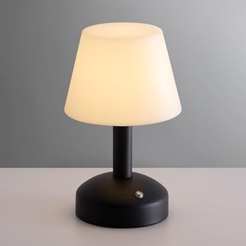 AMFORPM Cordless Small Table Lamp 2 Pack, Rechargeable LED Fabric Shade Desk Lamps, 6000mAh Battery Operated Lighting (Black) Cover