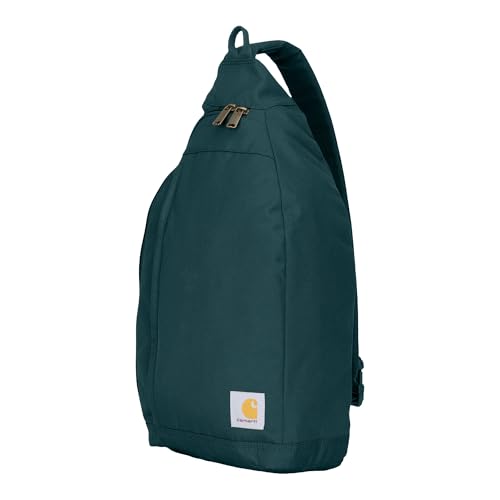 Image of Carhartt Durable Sling Bag, Crossbody Backpack with Side Release Buckle, Tablet Sleeve and Adjustable Strap, Greenstone, 10L