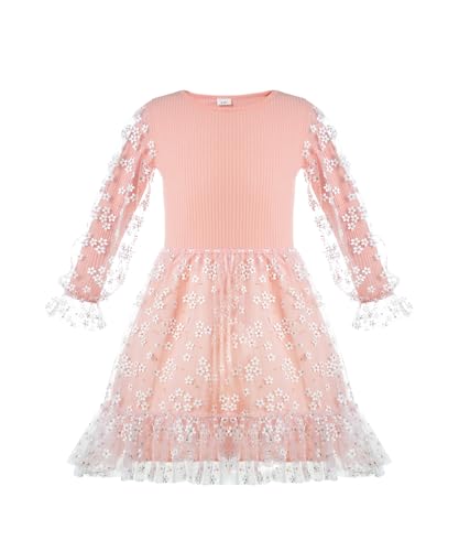 Girls Tutu Dress Long Sleeve Toddler Tulle Fall Winter Party Dresses for Kids 3-7T