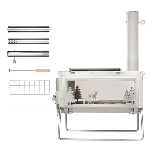 3F UL GEAR Wood Burning Stove,Hot Tent Stove,Stainless Steel Pellet Stove,Portable Camping Stove,for Outdoor Heating Cooking,with Chimney Pipes (Deer-shaped)