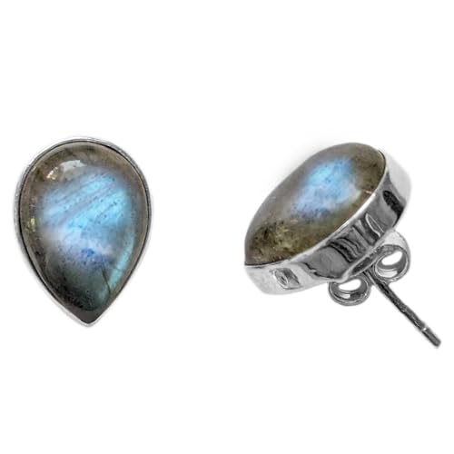Clous d'oreilles labradorite argent 925 femme Le Luft grande taille