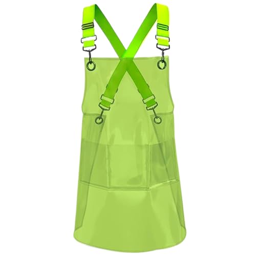 Tablier transparent en TPU vert à dos croisé pour cuisine et art