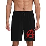 Anarchy Distressed Symbol Pajama Shorts for Men, Men's Pajama Bottoms, Sleepwear for Summer