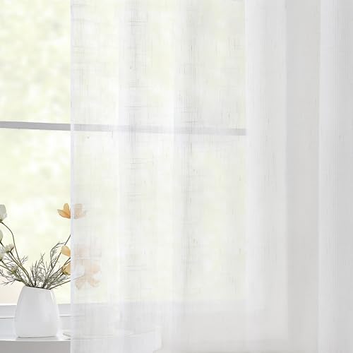 Image of TWOPAGES Natural Pinch Pleated Sheer Curtains, 100 inch W x 96 inch L, 2 Panels