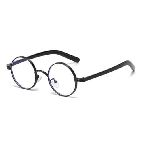 Lunettes de soleil rétro rondes métal punk femme monture transparente noire verres UV400 mode