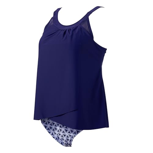 Image of SUUKSESS Women Tummy Control Tankini Bathing Suit Ruffle High Waisted Swimsuit