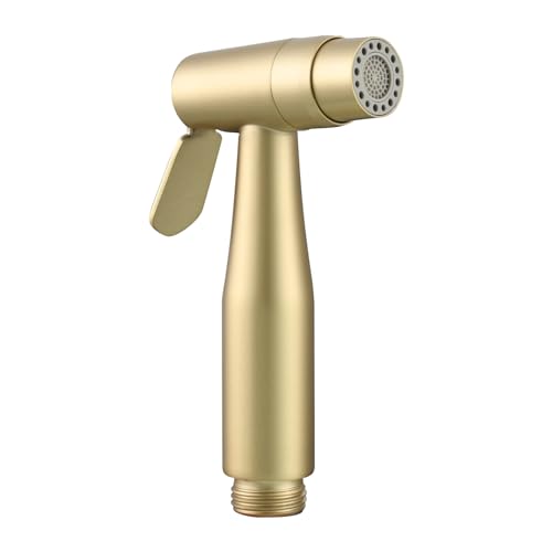 Tecmolog - Ducha de inodoro (acero inoxidable, 2 modos, alcachofa de ducha de lavabo, para higiene, WC, oro cepillado, WS024AJ2)