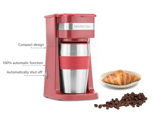 Mixpresso-Personal-Single-Serve-Coffee-Maker-14oz-Travel-Mug-Drip-Small-Coffee-Maker-Tumbler-Auto-Shut-Off-Reusable-Filter-Red-Coffee-Maker-Compatible-with-Coffee-Grounds Mixpresso Personal Single Serve Coffee Maker 14oz Travel Mug Drip Small Coffee Maker Tumbler Auto Shut Off Reusable Filter Red Coffee Maker Compatible with Coffee Grounds