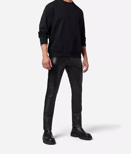 Genuine Leather Pants Men Motorcycle Biker 5 Pockets Pure Black Leather Jeans Style Trouser for Riding4