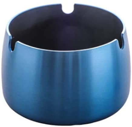 Ashtray, Stainless Steel Windproof Cigarettes Ashtrays for Home Office Tabletop Outdoor Patio (Blue)