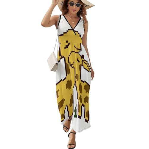 Robe longue d'été cerf en dessin animé : la maxi robe de plage col V synonyme de liberté