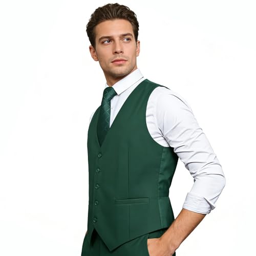 Image of Alizeal Mens Classic Solid Suit Vest Regular Fit Tuxedo Waistcoat