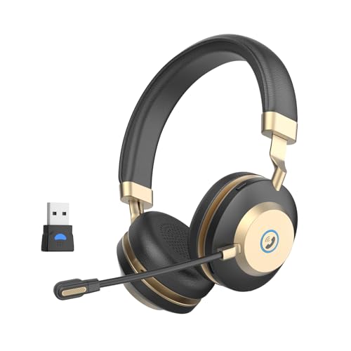 Wireless Headset with Mic for Work, Bluetooth V5.3 Headset with Mic (Noise Cancelling & Mute), Wireless Headphones with USB Dongle for 45H Work from Home/Office/PC/Call Center/Laptop/Teams/Zoom