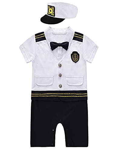 COSLAND Baby Boys' 2pc Sailor Costume, Cotton, Infant Short Sleev...
