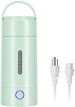 Portable Travel Electric Kettle, 300ml Small Electric Tea Kettle, Mini Portable Hot Water Boiler Stainless Materials Automatic Shut off and Dry Protection (Green)