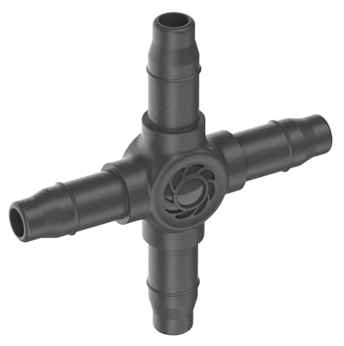 Gardena sistema Micro-Drip pieza en cruz 4,6 mm (3/16 pulgadas): Accesorio para bifurcar tubos de distribución o gotero, instalación sin dobleces, técnica de conexión Easy & Flexible (13214-20)