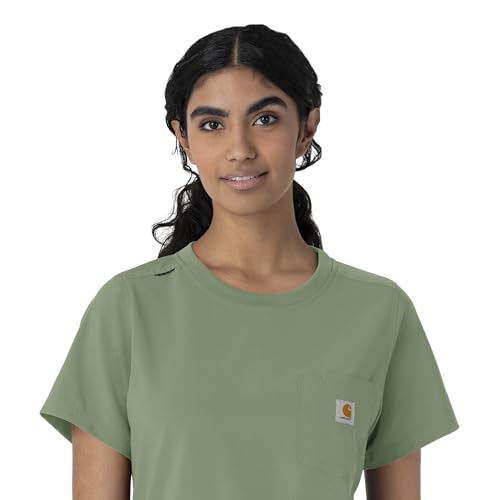 Carhartt Force Cross-Flex Women's Crew Neck Scrub Top, Green Slate, L - image 7