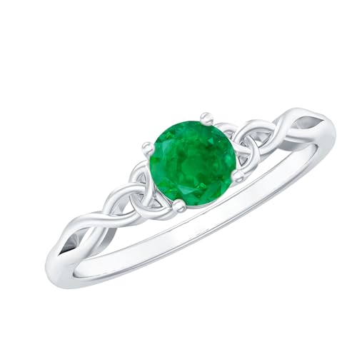 Certified Natural Emerald Promise Ring, AAA Quality, Celtic Knot Ring, Emerald Pre Engagement Ring - With Jewelry Box