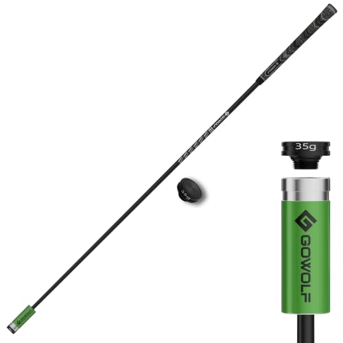 Gowolf Golf Swing Trainer with Adjustable Weights (35g) - Carbon Fiber Golf Training Aid for Speed Driving Distance & Tempo Ideal Warm-Up & Strength Golf Accessories for Men & Women