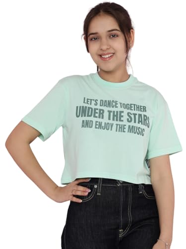 Image of Li'l Tomatoes Girls Crop T-Shirt | 100% Cotton | Graphic Printed Summer Top | Soft & Breathable Casual Wear | 7-16 Years