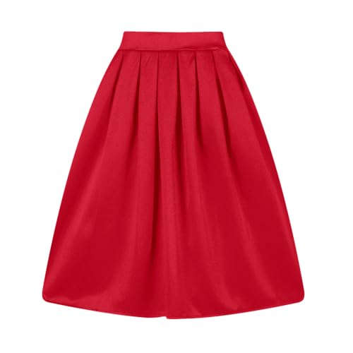 Taydey A-Line Pleated Vintage Skirts for Women Red 2XL