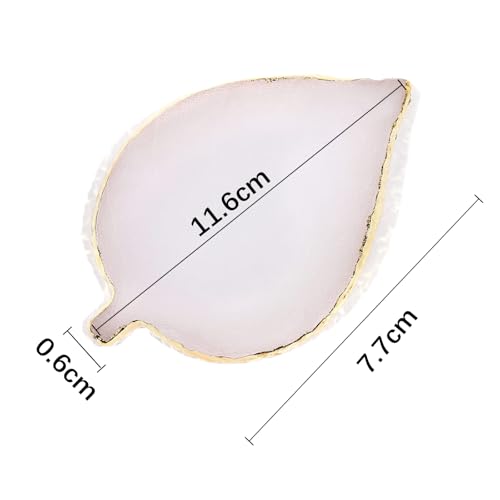 Jimkply 1 Stück Harz-Nagelkunst-Palette mit goldfarbenem Rand, Nagelkunst-Palette, Multifunktionale Mischpalette für Maniküre, Make-up und Nageldesign (Blätter Weiß)