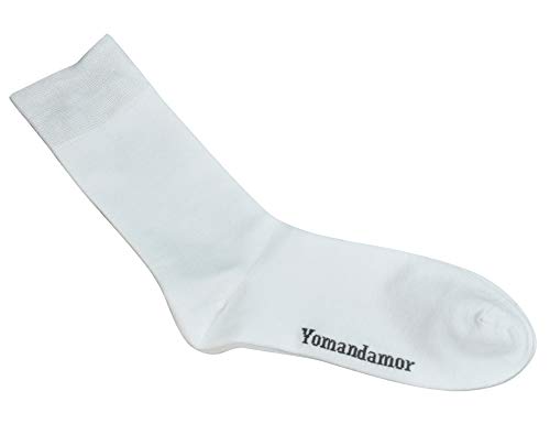 Image of Yomandamor Men's 5 Pairs Bamboo Extra Wide Top Crew Dress Socks