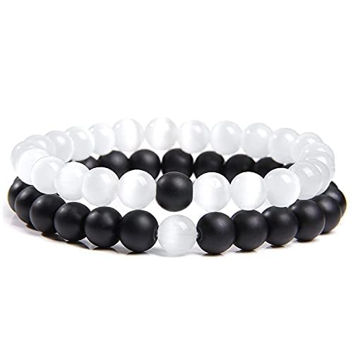 MEENAZ Bracelet for Women Men Fashion White Black Beads 2 Couple Bracelets Accessories Jewellery Birthday Gift For and Anniversary Wife Husband Stone Couple Combo Matching Best Friend black 361 (B0CHQKDKX6) Amazon Price History, Amazon Price Tracker