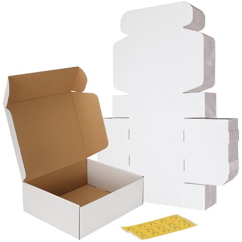 Image of RLAVBL 12x10x4 Shipping Boxes Set of 15, White Corrugated Cardboard Mailer Box for Packing, Mailing, Business