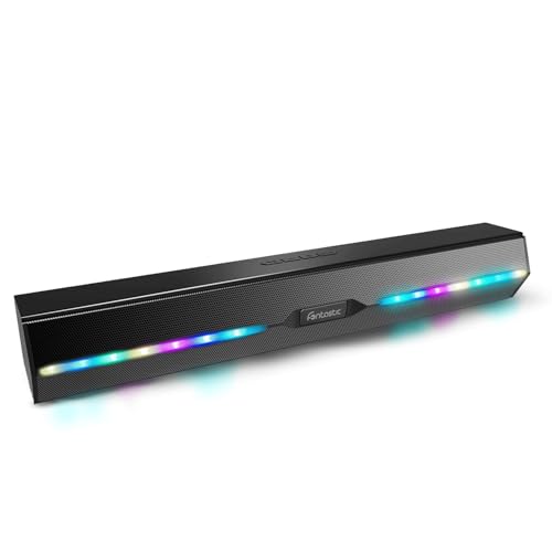 Fontastic Juna Soundbar für TV, PC UVM., Bluetooth Lautsprecher mit RGB-Beleuchtung, Soundbox mit 2 x 5 Watt, Speaker zum Abspielen von Micro-SD und USB-Speichermedien, inkl. Mikrofon für Telefonate