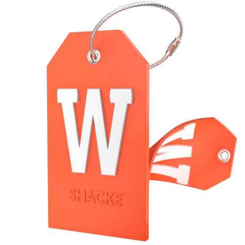 Image of Initial Luggage Tag with Full Privacy Cover and Stainless Steel Loop - (Letter W)