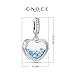 GNOCE Heart-shaped Birthstone Pendant Dangle Charm 925 Sterling Silver Charms Bead Jewelry Gift For Happy Birthday Women Mother's Day (March)