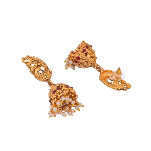 Image of Yellow Chimes Jewellery Set for Women and Girls Temple Jewellery Set for Women | Gold Toned Temple Choker Necklace Set | Birthday Gift for girls and women Anniversary Gift for Wife