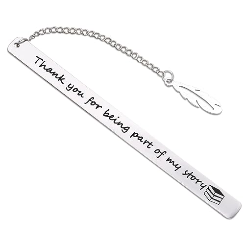 FunisFun Appreciation Gifts for Teachers Thank You for Being Part of My Story Metal Bookmark for Reading Lovers Writers Friends Coworker Teens Book Accessories for Christmas New Year Graduation