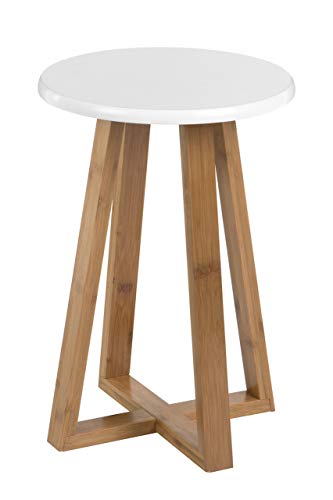 Premier Housewares Viborg Bamboo Round Stool - White