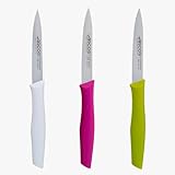 Arcos | Set 3 Cuchillos Mondadores | Cuchillos Arcos | cuchillo de pelar | cuchillos pelar patatas | Acero Inoxidable Nitrum | Hoja de 100 mm | Envase Ecológico | Multicolor