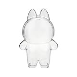Transwon Protective Case for LABUBU Big into Energy Series, Clear Acrylic Case Cover Display Box Accessories with Silicone Strap White - Standing V3